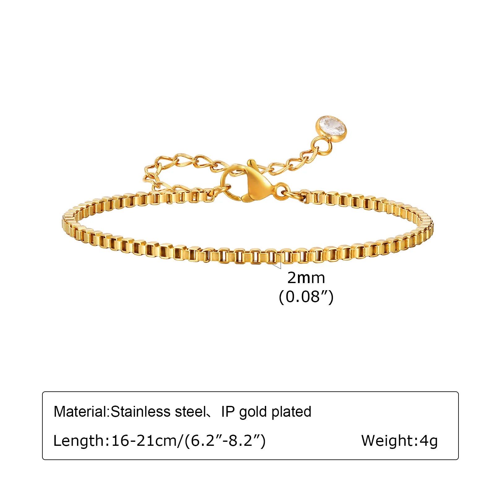 Non-Tarnish Stainless Steel Herringbone Bracelet – Thin, Stackable & Waterproof Gold Plated Design for Women