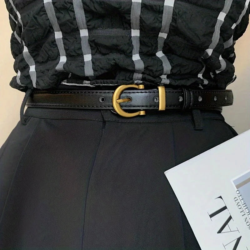 Retro Thin Belt – Simple Antique-Style Cut-Edge Jeans Belt for Women & Teens