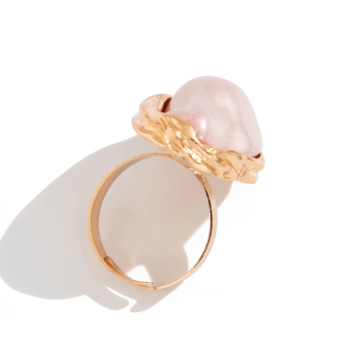 Lacteo Punk Baroque Pearl Ring – Adjustable Alloy Open Design for Weddings & Banquets