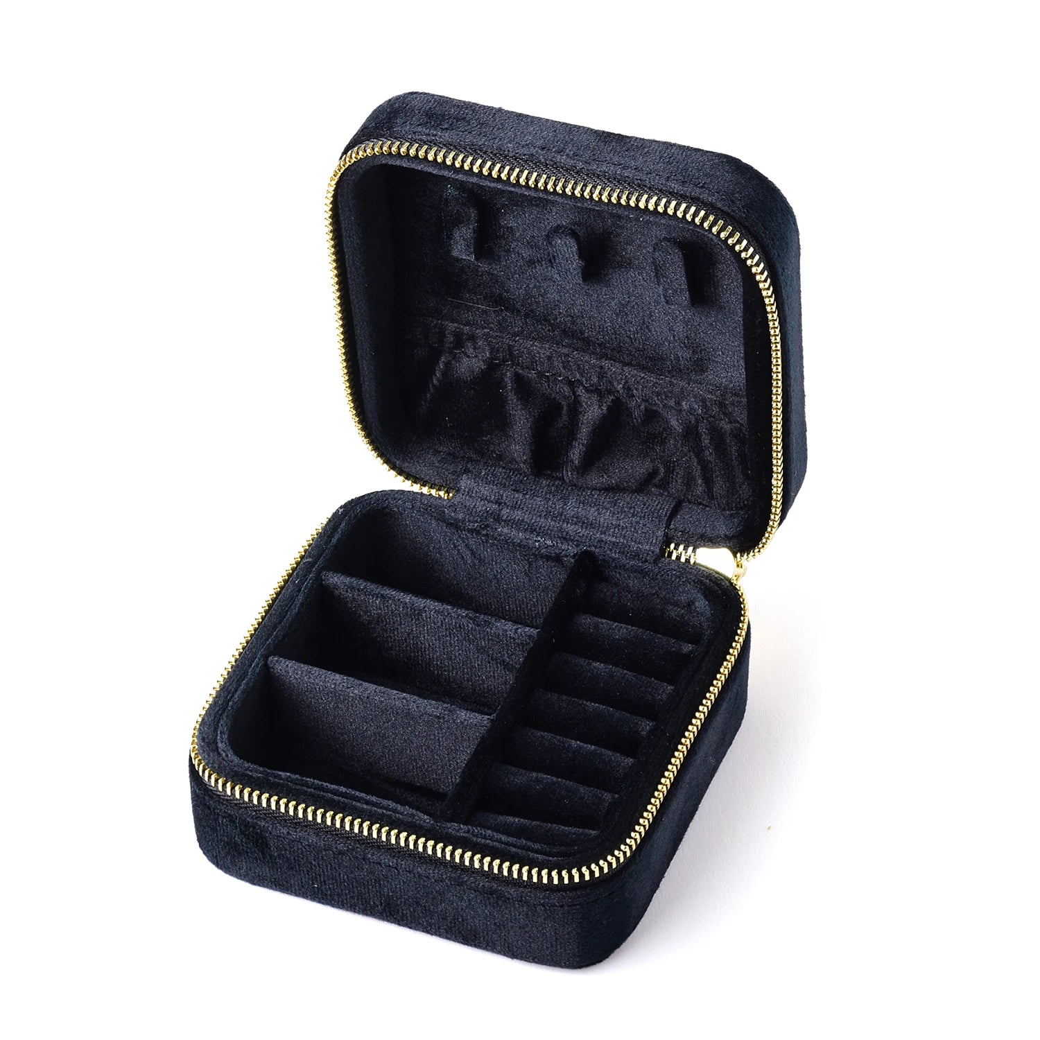 TAIMY Vintage Velvet Jewelry Box – Retro Green Travel Ring Case with Mirror