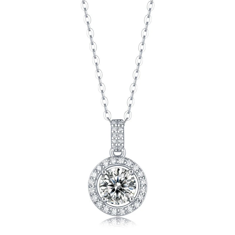 Classic 5 ct Moissanite Necklace – S925 Sterling Silver White Gold Plated Wedding Pendant
