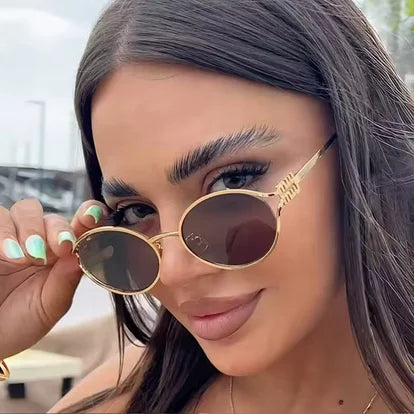 Metallic Cat Eye Sunglasses – Retro Small Frame Unisex UV Protection