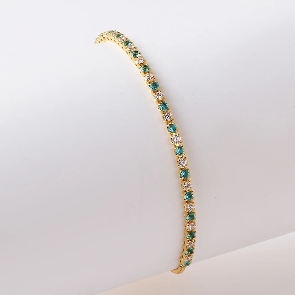 2 mm Adjustable Rainbow Tennis Bracelet – Colorful Zircon Charm for Women