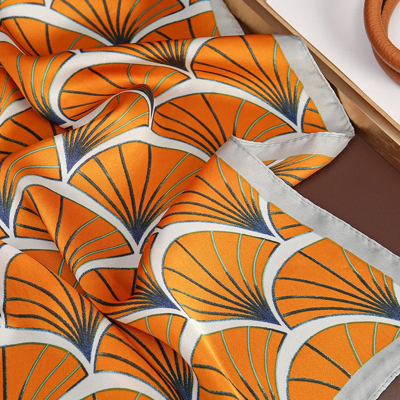 Luxury Silk Satin Scarf – 2023 Square Print Design for Women’s Hijab, Hair & Neck Styling