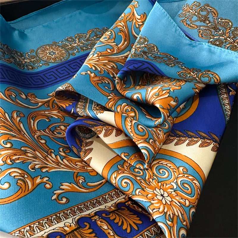 Printed Silk Scarf – Luxury Square Pashmina for Hair, Neck & Head Styling