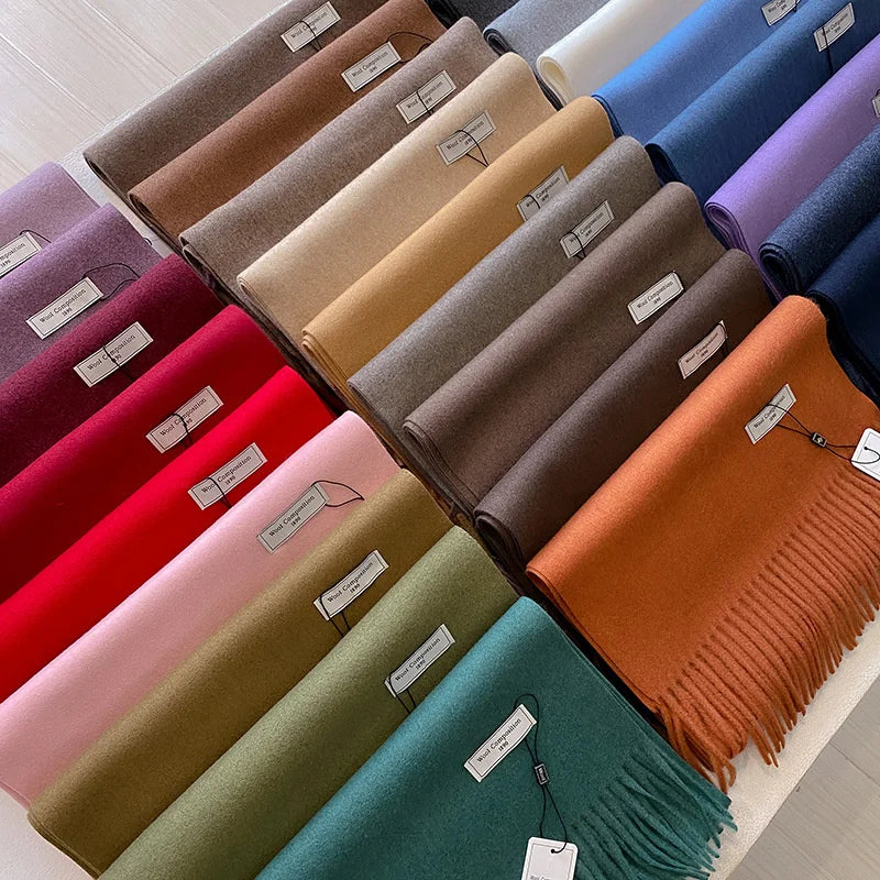 Luxury Winter Wool Scarf – Soft Cashmere Pashmina Shawl for Women, Thick & Warm 2024 Style