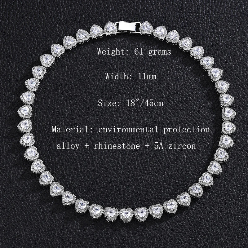 Luxurious Heart Diamond Necklace – Exquisite Stainless Steel Piece for Daily Fashion Matching