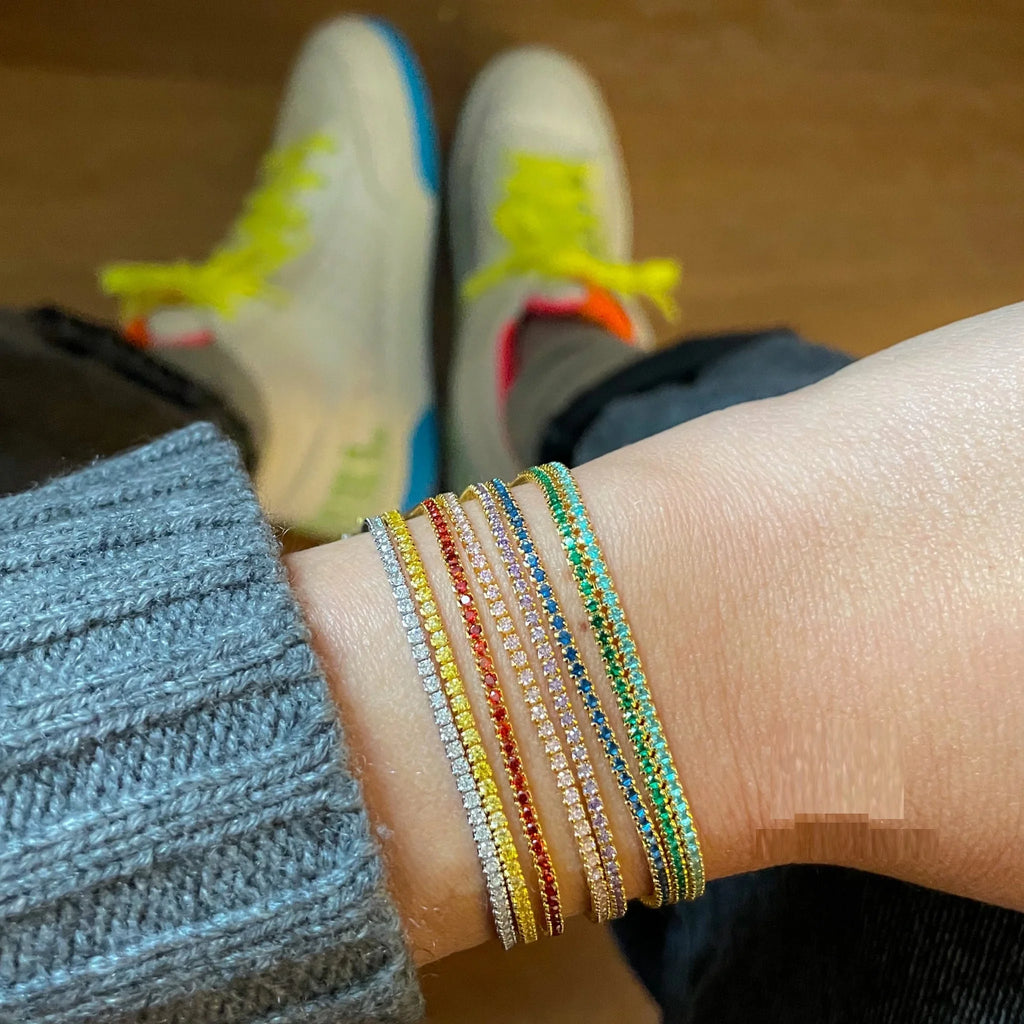 2 mm Adjustable Rainbow Tennis Bracelet – Colorful Zircon Charm for Women