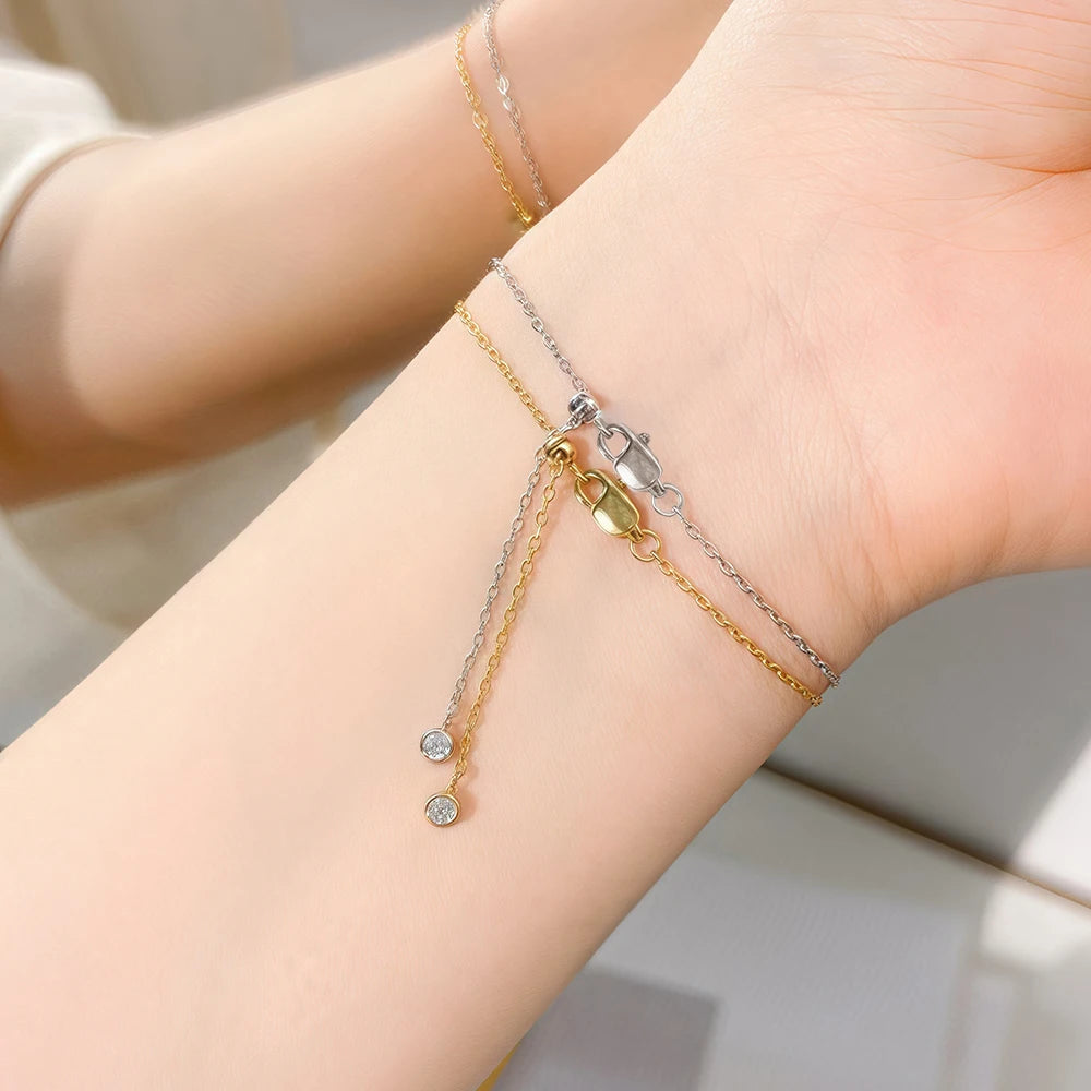 Solitaire Moissanite Bracelet – Pear, Marquise or Heart Cut in 18K-Plated S925 Silver with Certificate