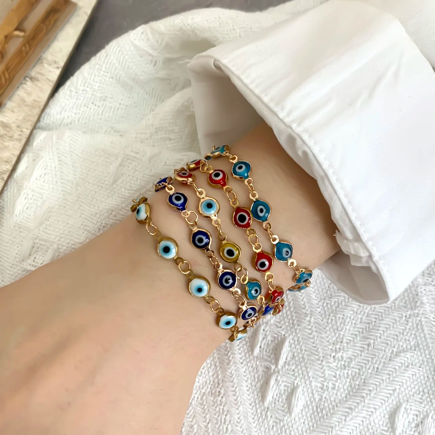 Turkish Evil Eye Bracelet – Adjustable Colorful Beaded Luck Charm for Women & Men