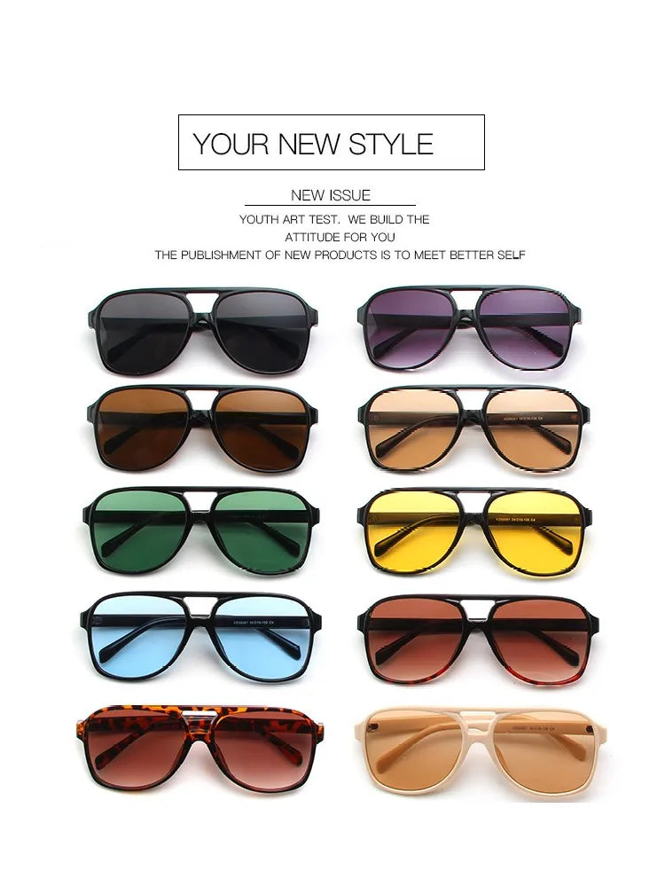Vintage Oversized Sunglasses – Retro Square Frames in Classic Black or Yellow