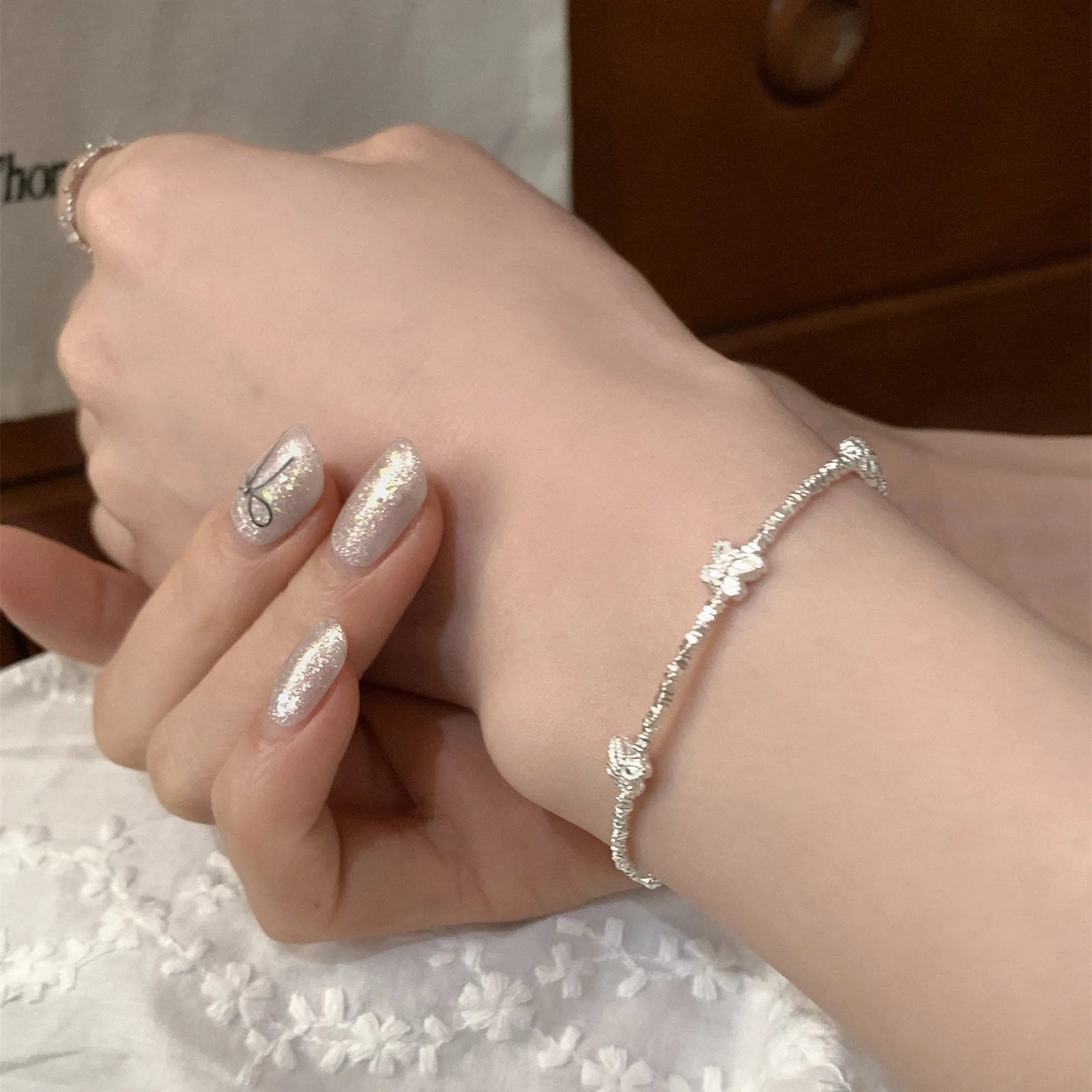 VENTFILLE 925 Silver Butterfly Bracelet – Cute Beaded String Design for Girls