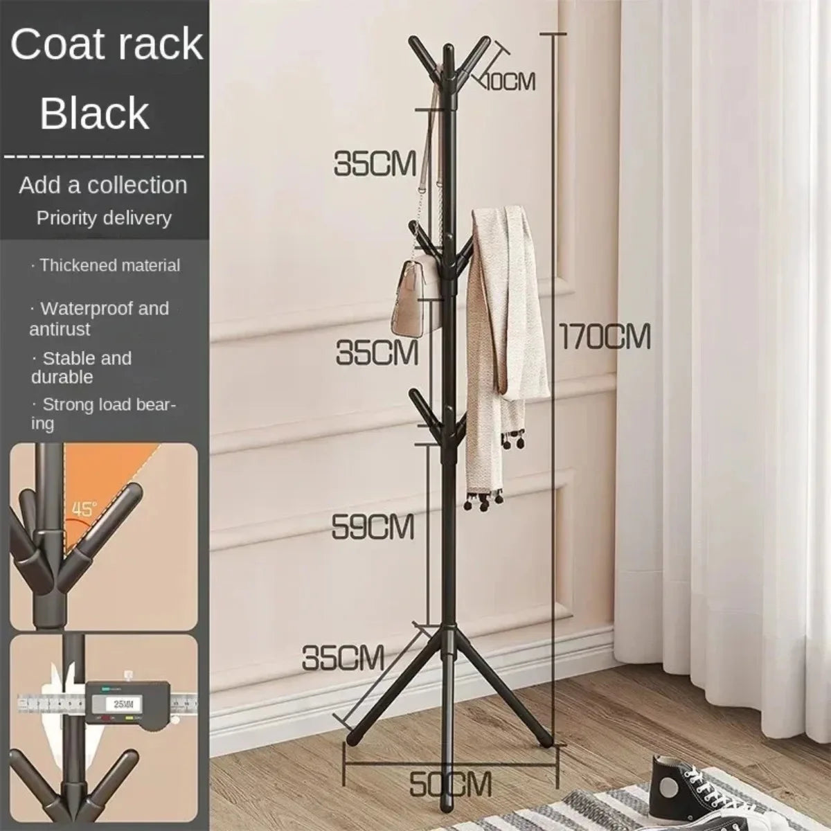 Tree Branch Coat Rack – Floor-Standing Clothes & Hat Holder for Bedroom or Entryway