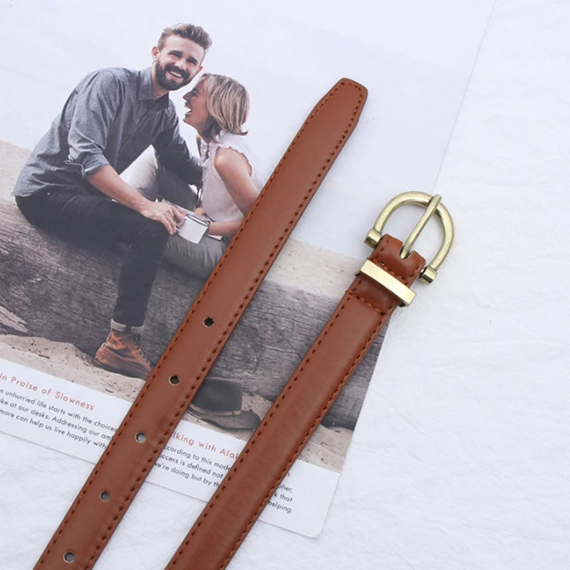 Retro Thin Belt – Simple Antique-Style Cut-Edge Jeans Belt for Women & Teens