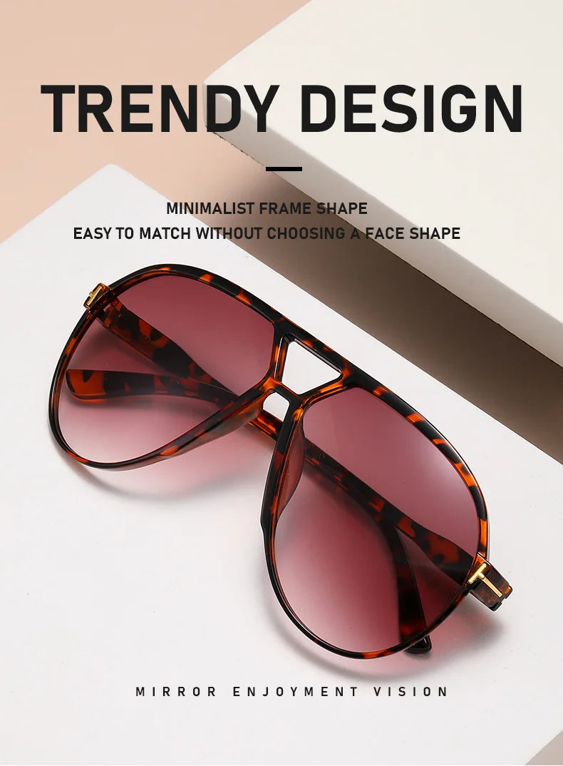 Retro Pilot Sunglasses – Double Beam “T” Design with Mirror Finish (2025 Style)