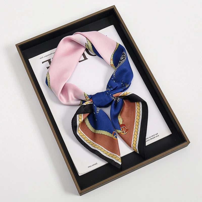 Luxury Square Silk Scarf – Elegant Satin Hijab & Headband Wrap for Women