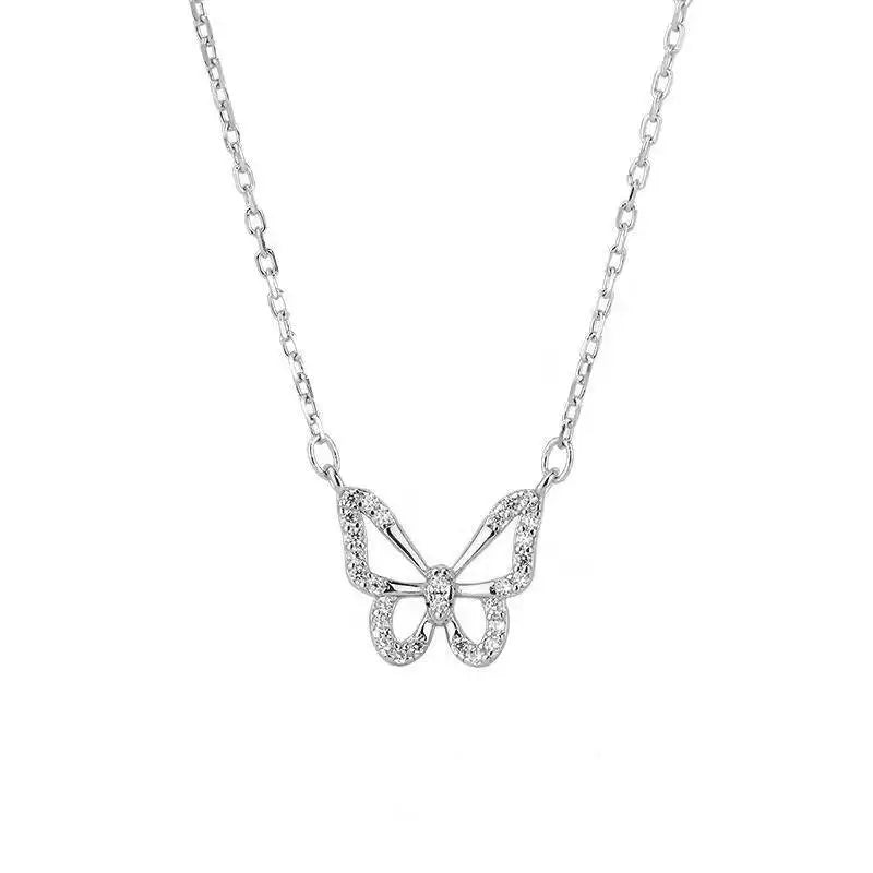 Hollow Crystal Butterfly Necklace – Elegant Classic Pendant for Women