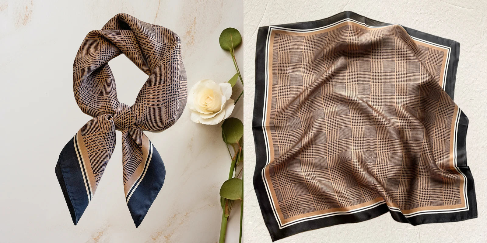 Luxury Floral Silk Scarf – Soft Satin Square Wrap for Hair, Neck & Hijab