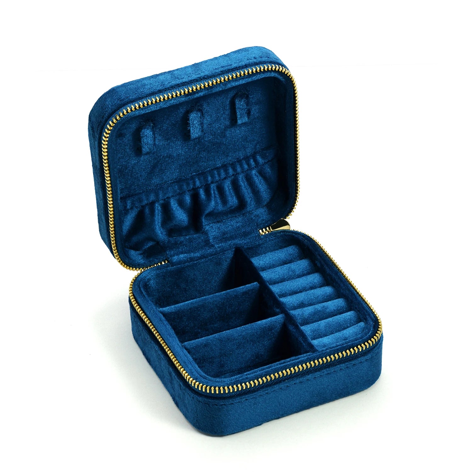 TAIMY Vintage Velvet Jewelry Box – Retro Green Travel Ring Case with Mirror