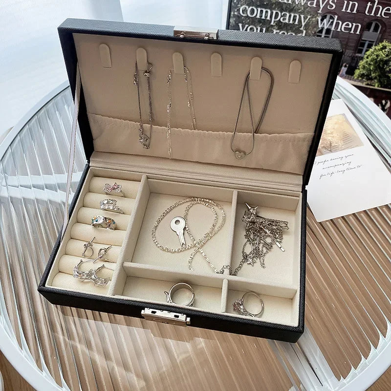 Large Dustproof Jewelry Box with Lock – Big Capacity Storage for Earrings, Necklaces & Rings