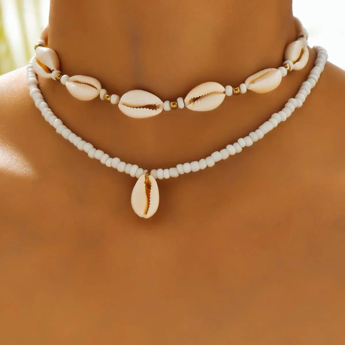 Bohemian Shell & Turquoise Choker – Handwoven Starfish Necklace for Summer Beach Style