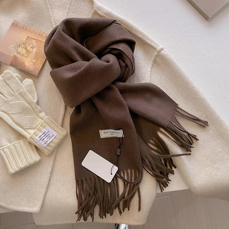Luxury Winter Wool Scarf – Soft Cashmere Pashmina Shawl for Women, Thick & Warm 2024 Style