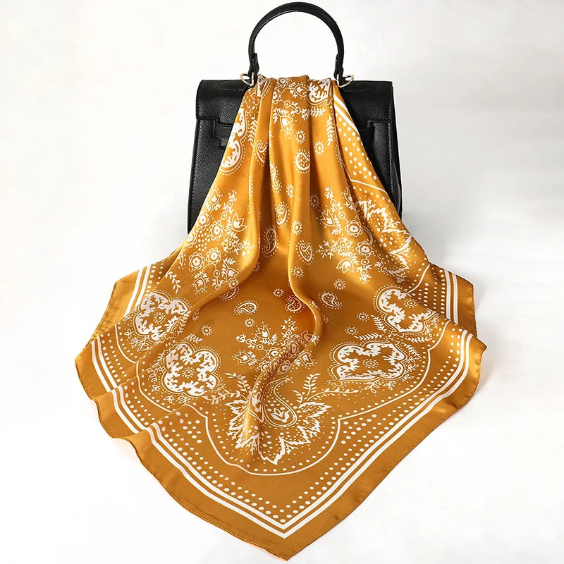 Floral Silk Hair Scarf – Elegant Spring Print Bandana for Hair, Neck & Head Styling
