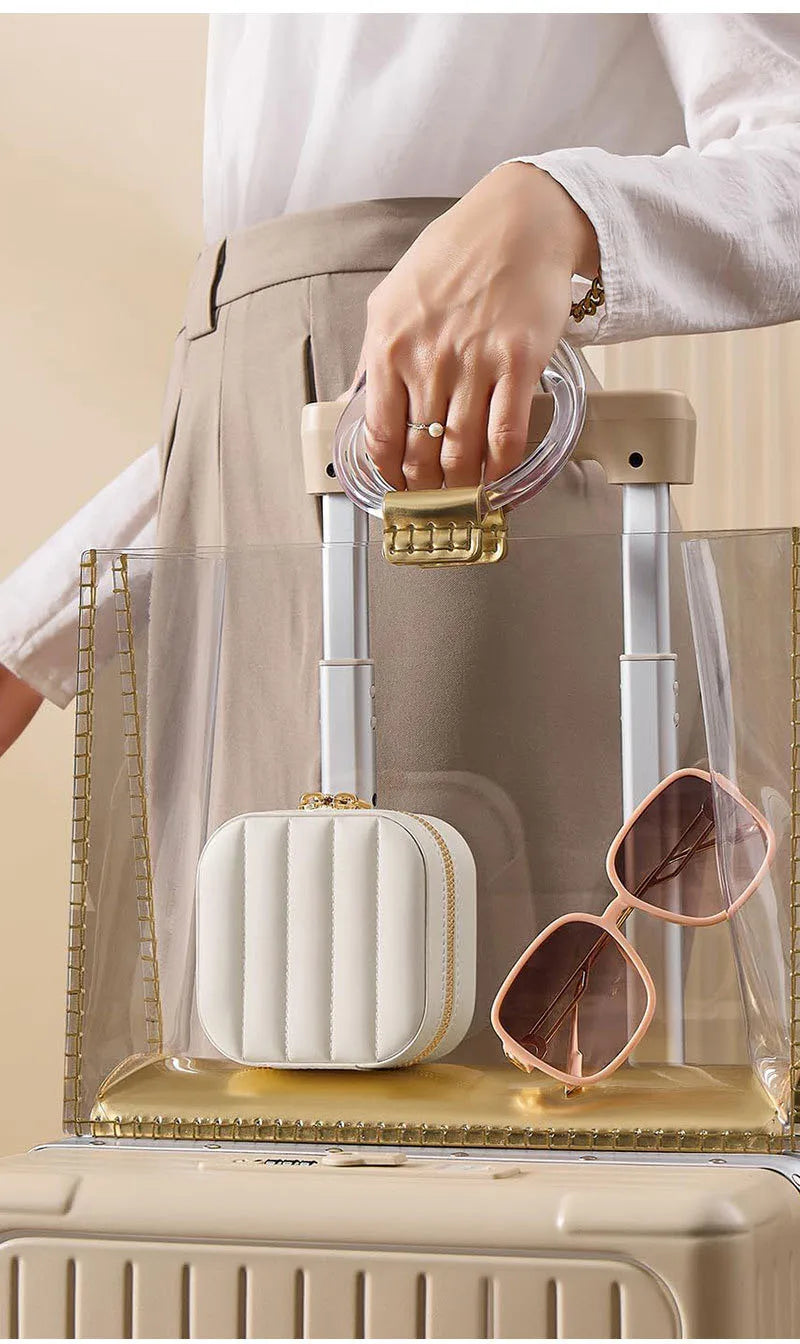 Mini Travel Jewelry Case with Mirror – Compact Organizer for Rings, Earrings & Necklaces