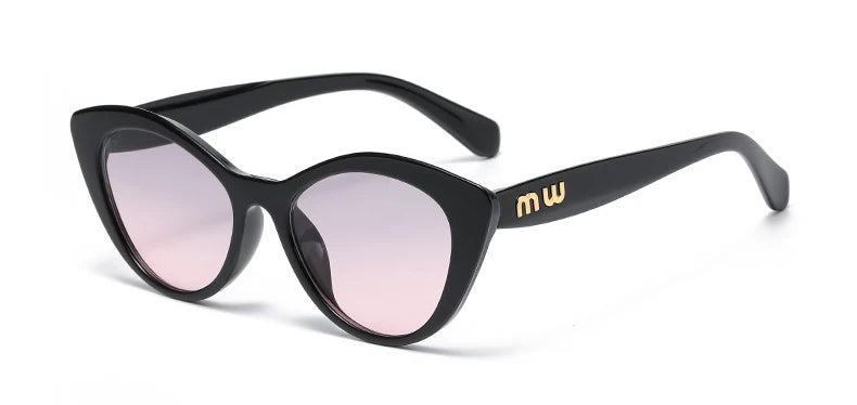 Cat Eye Sunglasses – Black & Leopard Small Frame UV400 Designer Style