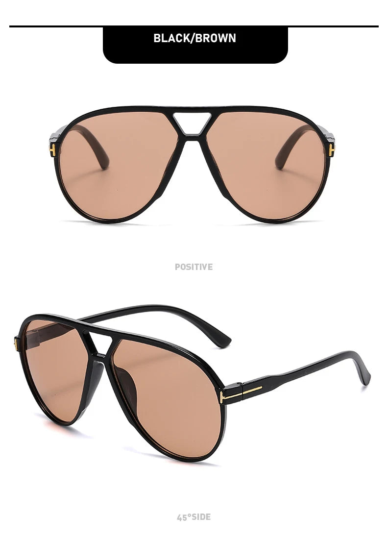 Retro Pilot Sunglasses – Double Beam “T” Design with Mirror Finish (2025 Style)