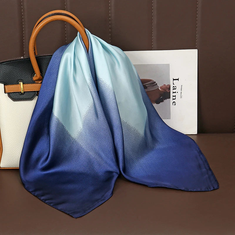 Luxury Silk Satin Scarf – 2023 Square Print Design for Women’s Hijab, Hair & Neck Styling