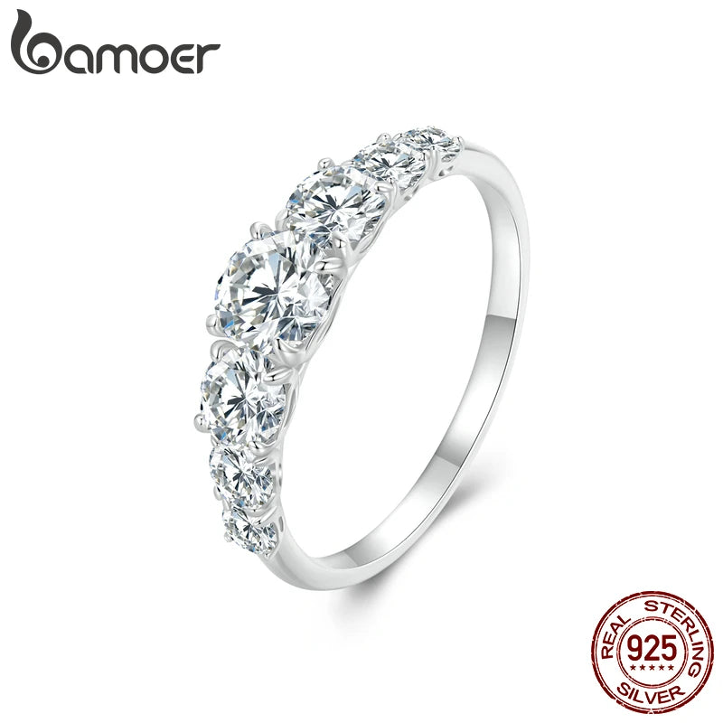 Bamoer Heart Moissanite Ring – D-Color VVS1 Lab Diamond in 925 Silver for Engagement or Wedding