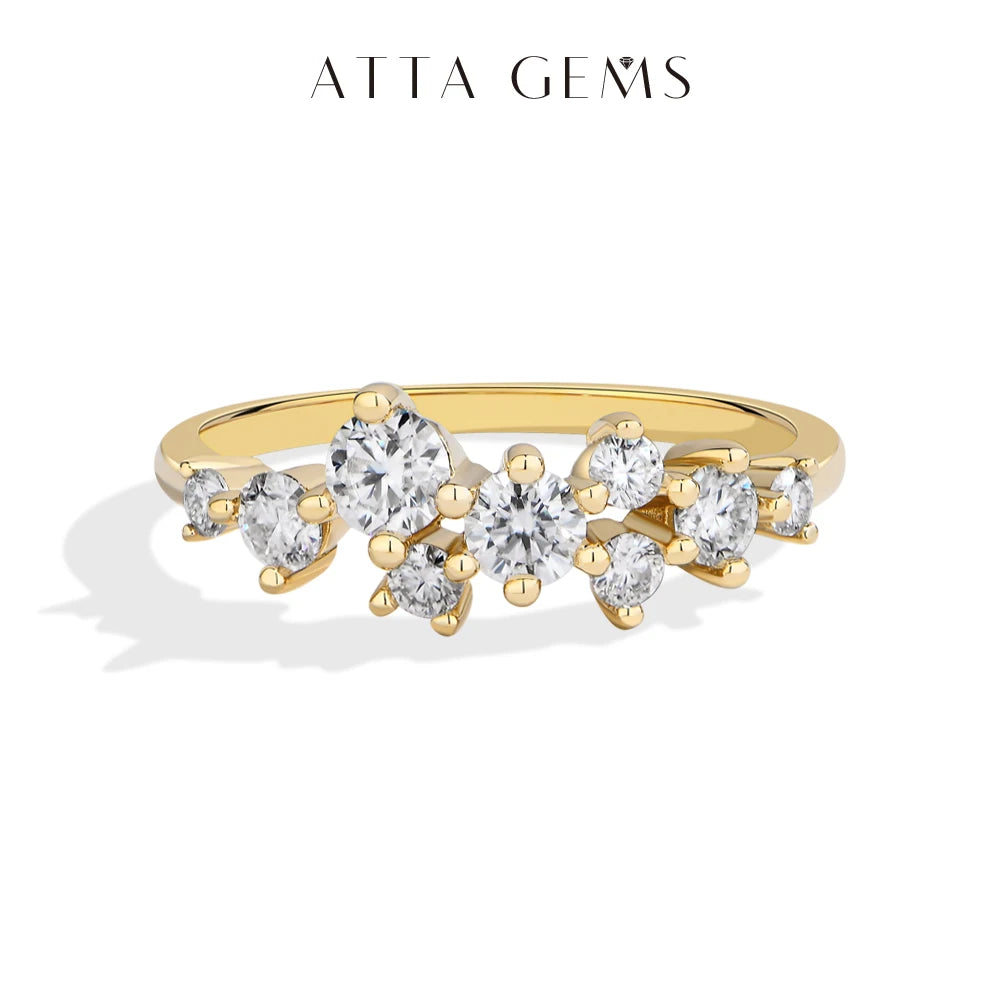 ATTAGEMS Round-Cut Moissanite Ring – D-VVS1 Sparkle in Solid 925 Silver for Women