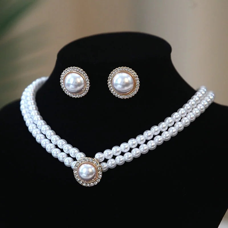 Baroque Pearl Choker – Luxury Triple-Layer Beaded Necklace for Weddings & Parties