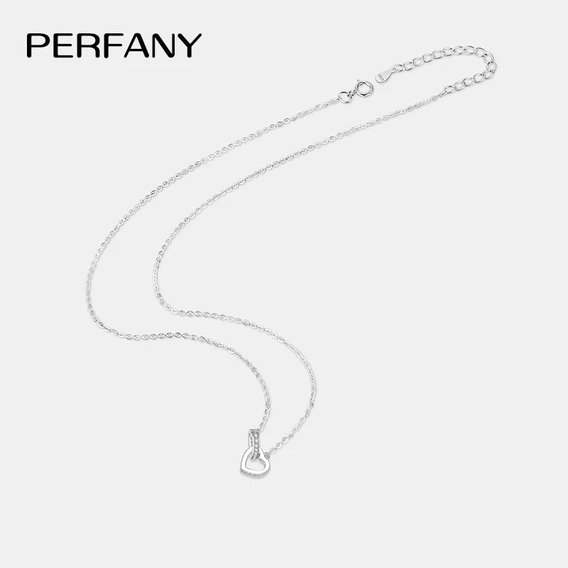 PERFANY Moissanite Double Heart Necklace – S925 Silver Luxury Lab-Diamond Pendant for Women