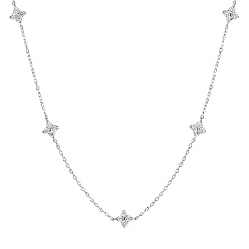 Four-Leaf Zircon Necklace – Elegant Lucky Choker for Women, Perfect for Parties & Gifts