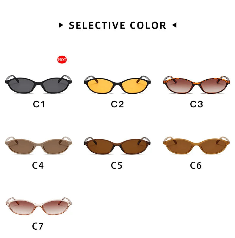 Retro Oval Sunglasses – Trendy Small Frame Cat Eye Design with Sun Protection