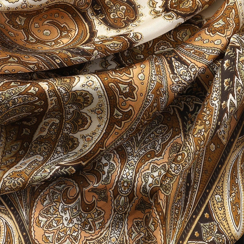 Bohemian Floral Silk Scarf – Luxury Square Satin Wrap for Hair, Neck & Hijab