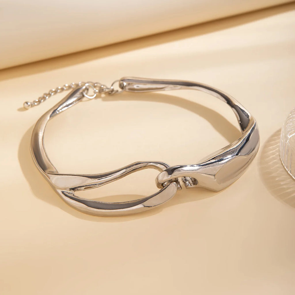 DIEZI Steampunk Irregular Clavicle Torques Necklace For Women Punk Gold Silver Color Statement Chokers Necklace Gift Jewelry