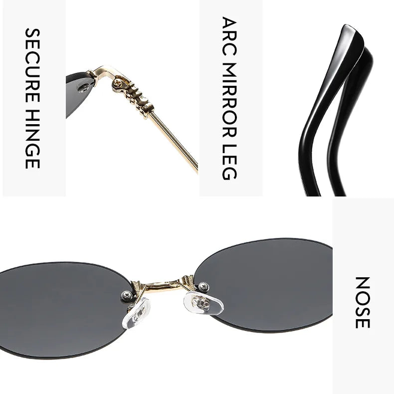 Frameless Oval Sunglasses – Luxury Summer Shades with UV Protection