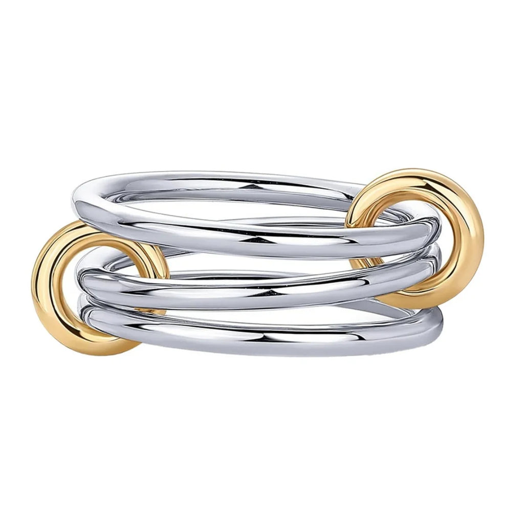 Two-Tone Four-Band Copper Ring – Hypoallergenic Stacking Piece for Young Women