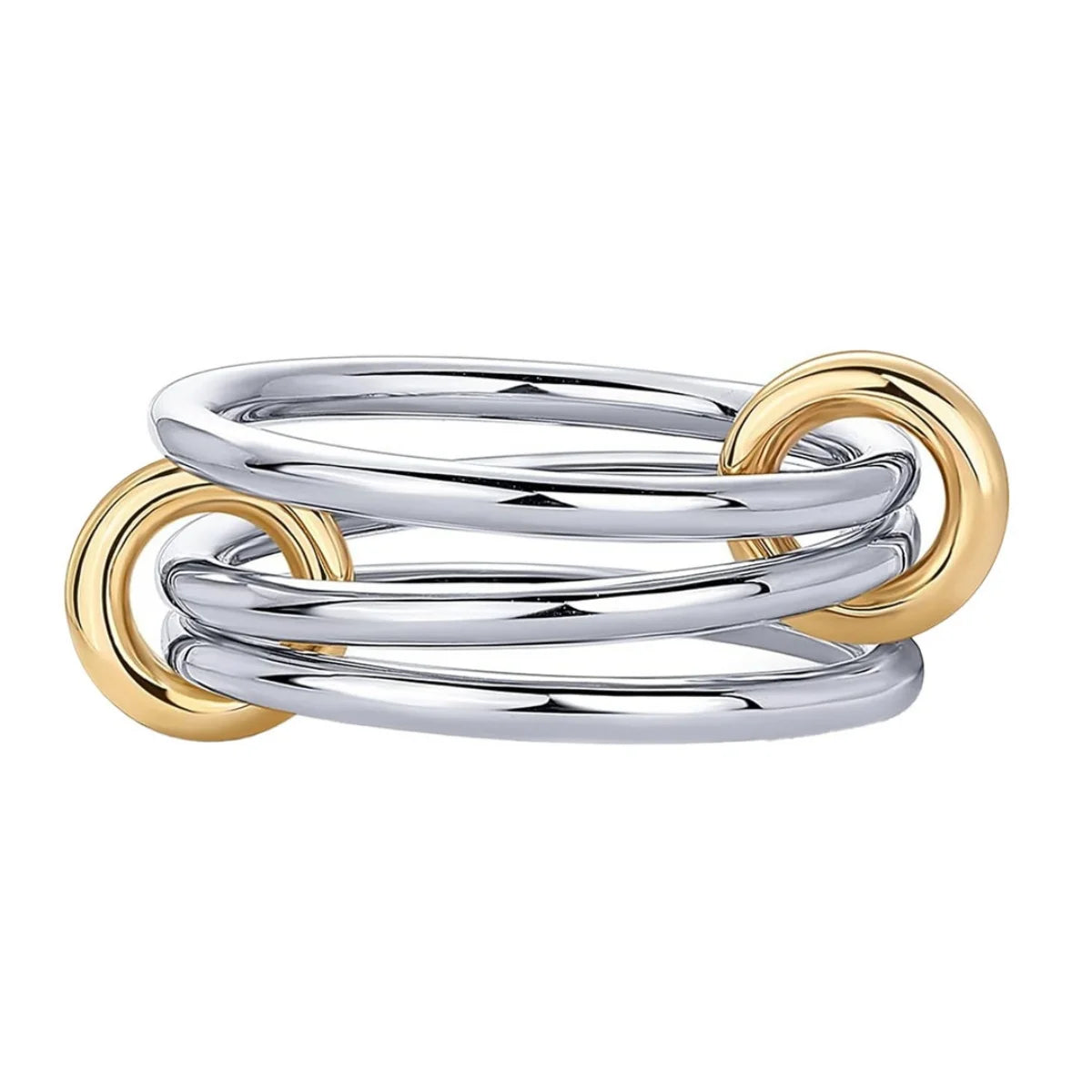 Two-Tone Four-Band Copper Ring – Hypoallergenic Stacking Piece for Young Women