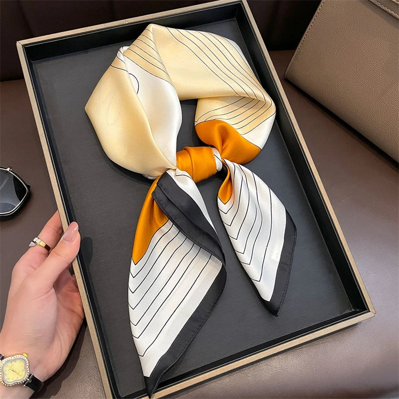 Bohemian Floral Silk Scarf – Luxury Square Satin Wrap for Hair, Neck & Hijab