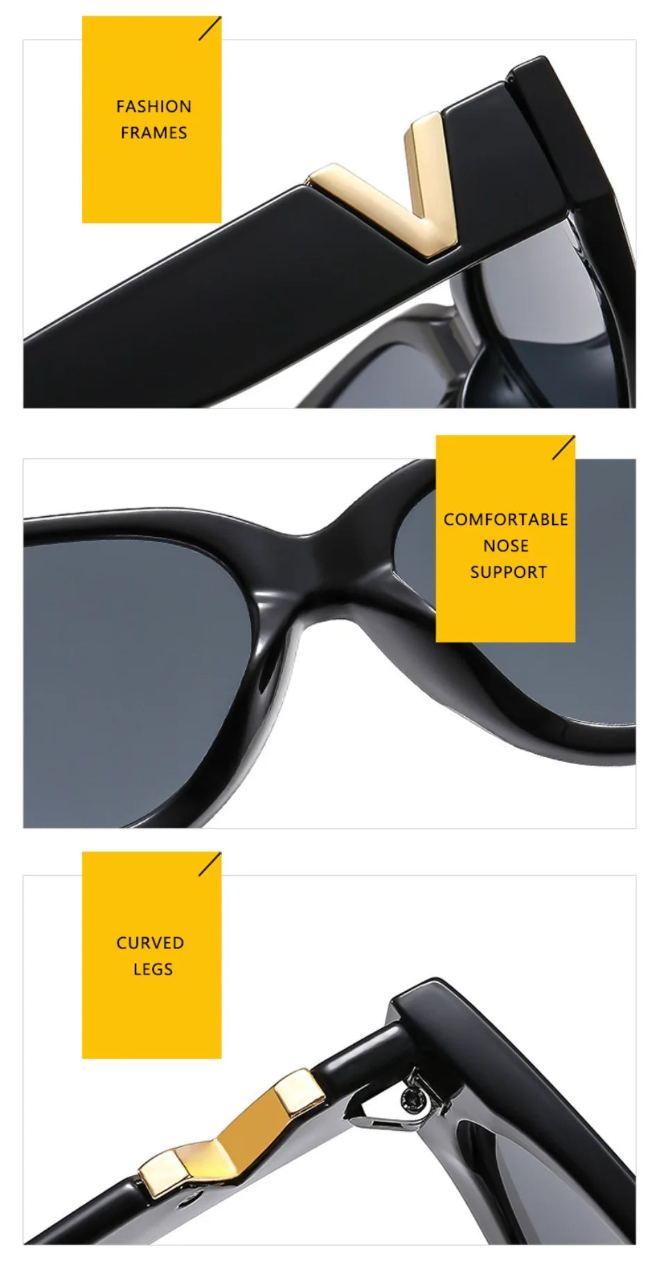 Luxury Vintage Cat Eye Sunglasses – Elegant Designer V-Style UV400 Shades for Women