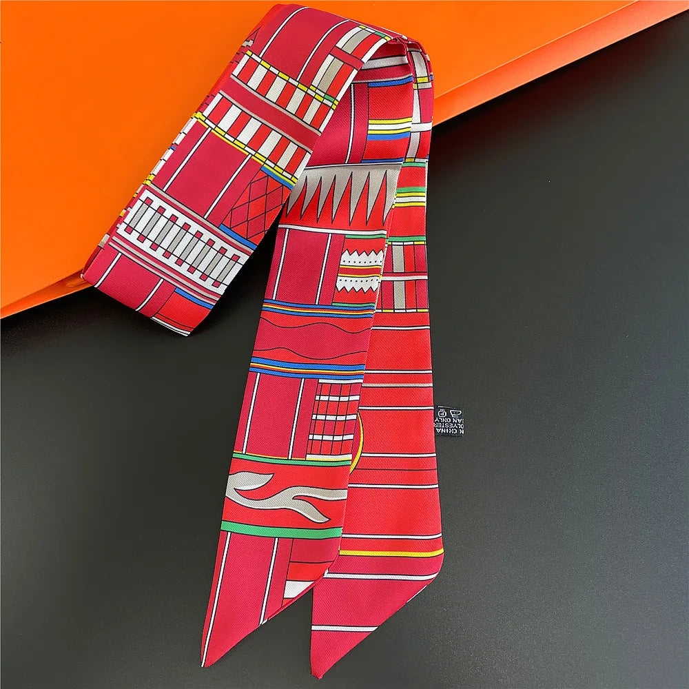 Gorgeous Saddle Print Silk Scarf – Elegant 2023 Designer Style for Hair, Bags & Neck