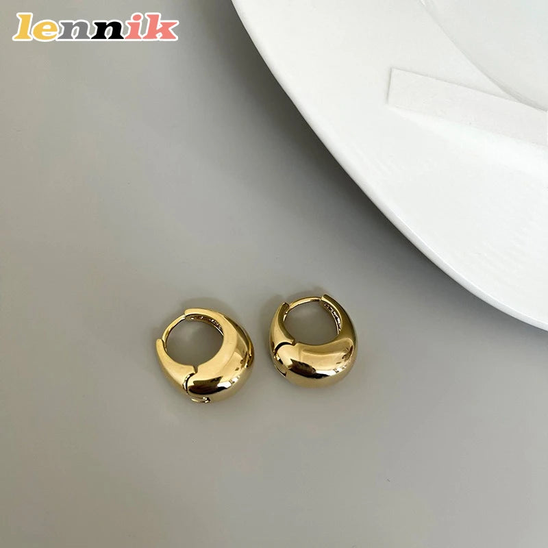 LENNIK Oval 3D Metal Earrings – Elegant, Versatile Design for Work or Casual Wear