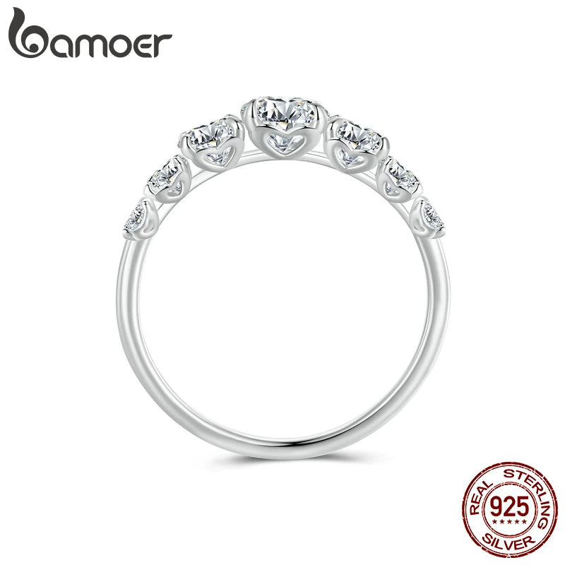 Bamoer Heart Moissanite Ring – D-Color VVS1 Lab Diamond in 925 Silver for Engagement or Wedding