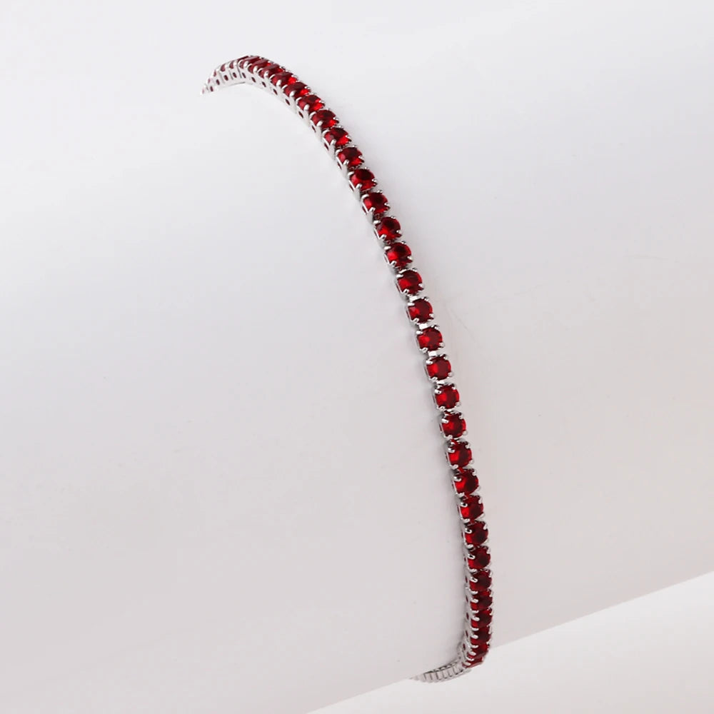 2 mm Adjustable Rainbow Tennis Bracelet – Colorful Zircon Charm for Women