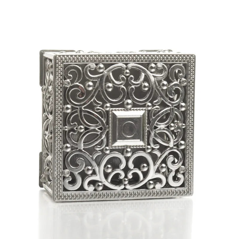 2-Piece Mini Treasure Jewelry Boxes – Silver Hollow Flower Cases for Rings, Earrings & Necklaces