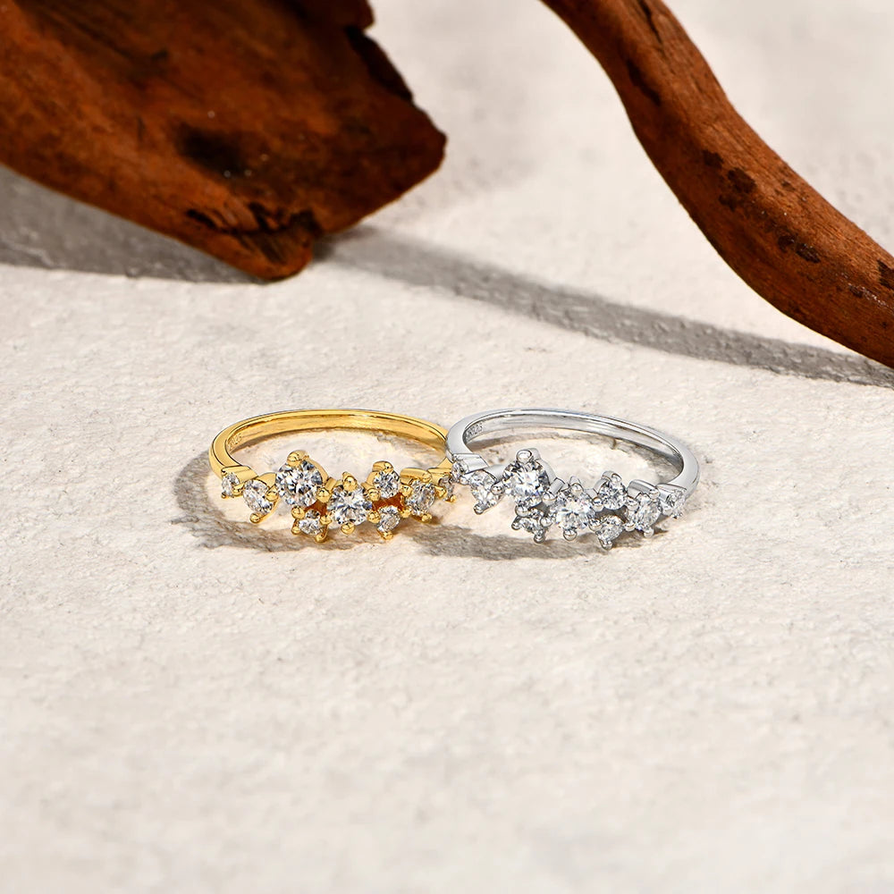 ATTAGEMS Round-Cut Moissanite Ring – D-VVS1 Sparkle in Solid 925 Silver for Women